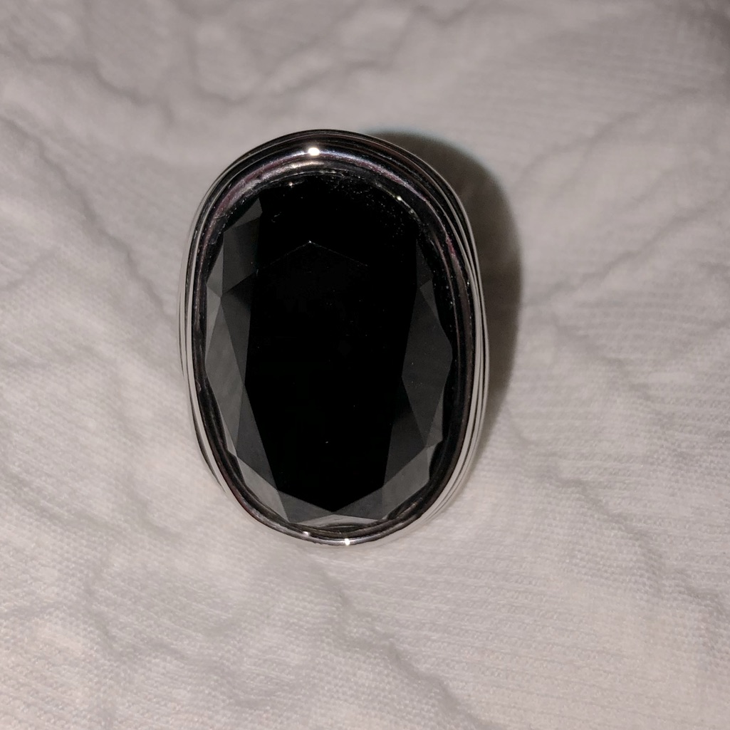 Faceted Black Stone Statement Ring